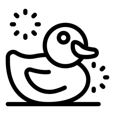 Rubber duck floating on water surface creating sparkles