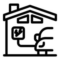 Electric car charging at home, connecting to wallbox charger in private garage vector