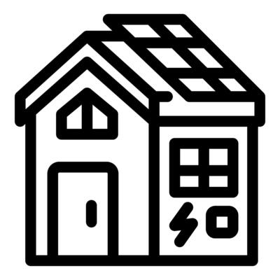 House with solar panels generating electricity, sustainable energy solution