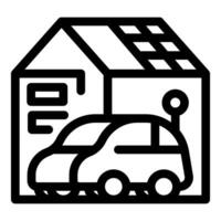 Autonomous car parking in private garage with solar panels on roof vector