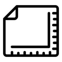 Folded paper sheet with measurement marks showing precise dimensions vector