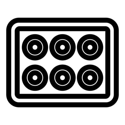 Sound system showing six speakers playing loud music