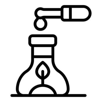 Pipette dropping liquid into beaker with sprout growing inside for botany experiment vector