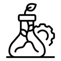 Gmo engineering growing plant in flask with gear for modification of agriculture vector