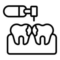 Dentist using laser for teeth whitening procedure on decayed molars vector