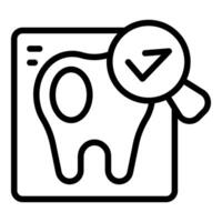 Magnifying glass showing check mark on dental x ray confirming healthy teeth vector