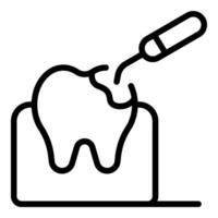 Dentist applying dental sealant on tooth surface preventing cavities vector