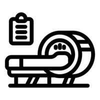 Mri machine scanning patient with medical report clipboard icon vector