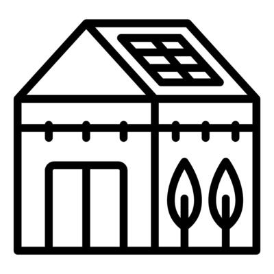 Eco house with solar panels generating green energy