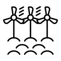Wind turbines generating clean energy on agricultural land vector