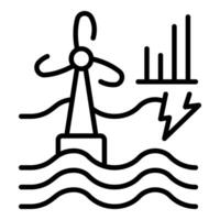 Offshore wind turbine generating electricity and showing growing chart vector