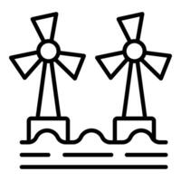 Offshore wind turbines generating renewable energy in the ocean vector