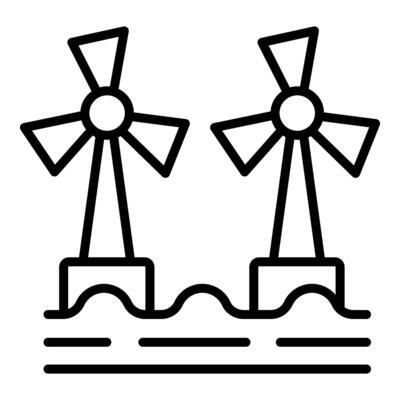 Offshore wind turbines generating renewable energy in the ocean