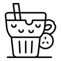 Refreshing summer cocktail with straw and lime garnish, celebrating happy hour vector