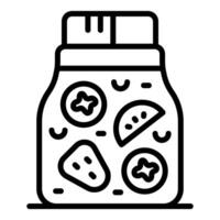 Closed jar preserving sliced fruits, maintaining freshness and flavor vector