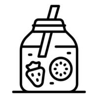 Detox water with strawberry and kiwi in mason jar with straw, promoting healthy lifestyle vector