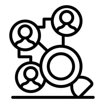 engranaje conectando personas en un red, simbolizando trabajo en equipo y colaboración vector