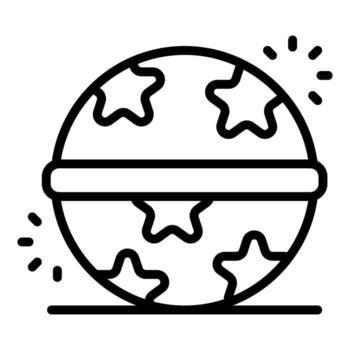 Planet earth with stars rotating on its axis, simple line icon design vector