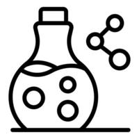 Chemical reaction inside laboratory flask creating molecular bonds vector
