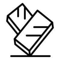 Wood blocks balancing on top of each other, lumber material icon vector