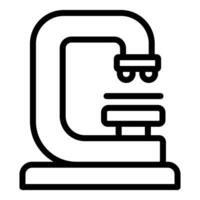 Microscope analyzing sample, laboratory equipment for scientific research vector