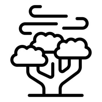 Wind blowing through tree with round crown vector