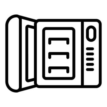 Open microwave oven with empty trays inside displaying cooking power vector
