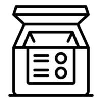 Open cardboard box with label displaying shipping information vector