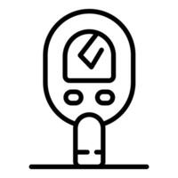 Glucometer showing check mark icon, measuring blood glucose level with portable device vector