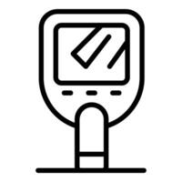 Electronic device displaying data with finger pressing button icon vector
