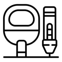 Futuristic monorail train and charging station icon representing sustainable transportation vector