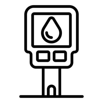 Portable blood glucose meter showing blood drop icon on display, testing for diabetes vector