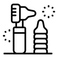 Nasal aspirator removing mucus from baby nose vector