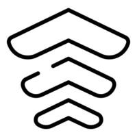 Three chevrons pointing upwards suggesting upward trend vector