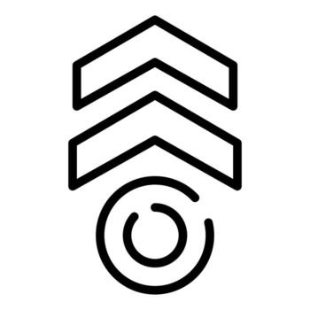 subiendo icono demostración Tres hacia arriba flechas y cargando circulo vector