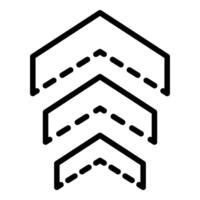 Three ascending arrows with dotted lines symbolizing growth and progress vector