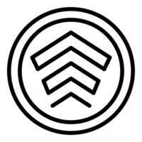 Triple up arrow in circle showing upward trend vector
