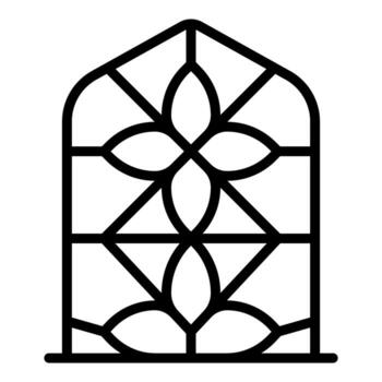 arqueado ventana demostración floral modelo con entrelazados líneas creando geométrico formas vector