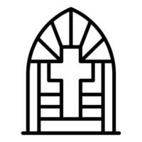 Arched church window showing a cross, symbol of christianity vector