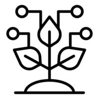 Growing plant connected to digital network symbolizing nature technology integration vector