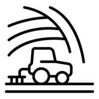 Smart farming technology, tractor plowing field with wireless connection vector