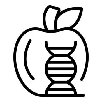 Genetically modified apple with dna double helix inside vector