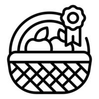 Basket of fresh apples with award ribbon symbolizing quality produce vector