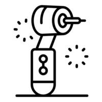 Electric screwdriver standing on a surface with rotating movement effect vector