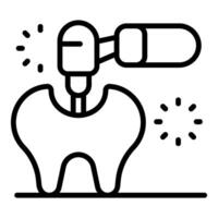 Dentist using drill fixing decayed tooth icon representing dental treatment vector