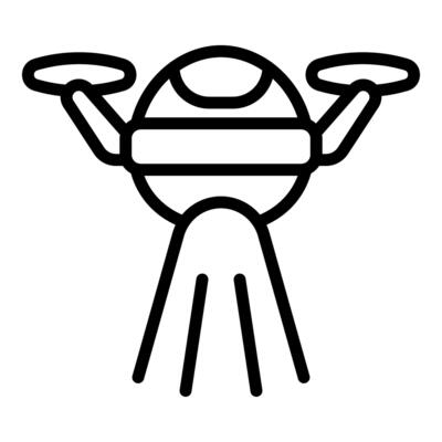 Round drone hovering and projecting light beams