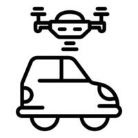 Drone flying over car delivering parcel autonomous delivery futuristic technology vector
