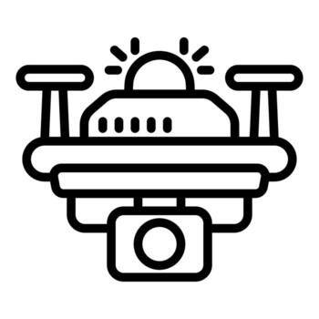 Drone recording with camera and flashing light signal vector