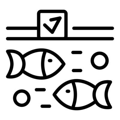 Fish following food pellets symbol of pet care and animal welfare