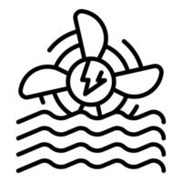 Water turbine generating electricity from hydro power plant vector